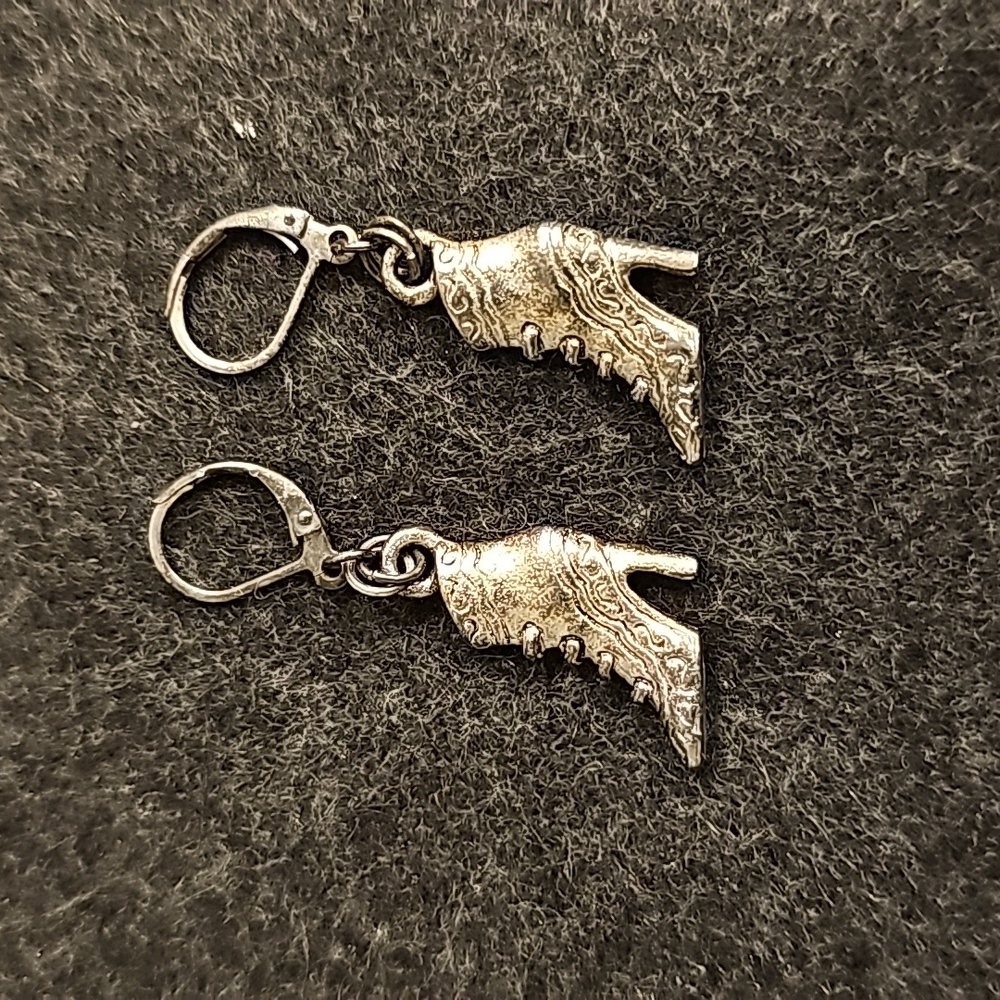 Silver Boot Earrings, Artist unknown